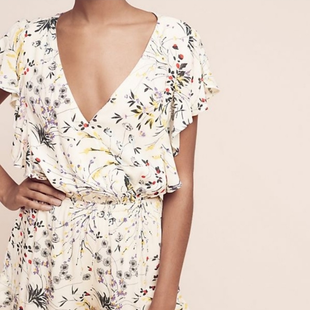ANTHROPOLOGIE Elevenses Floral Romper